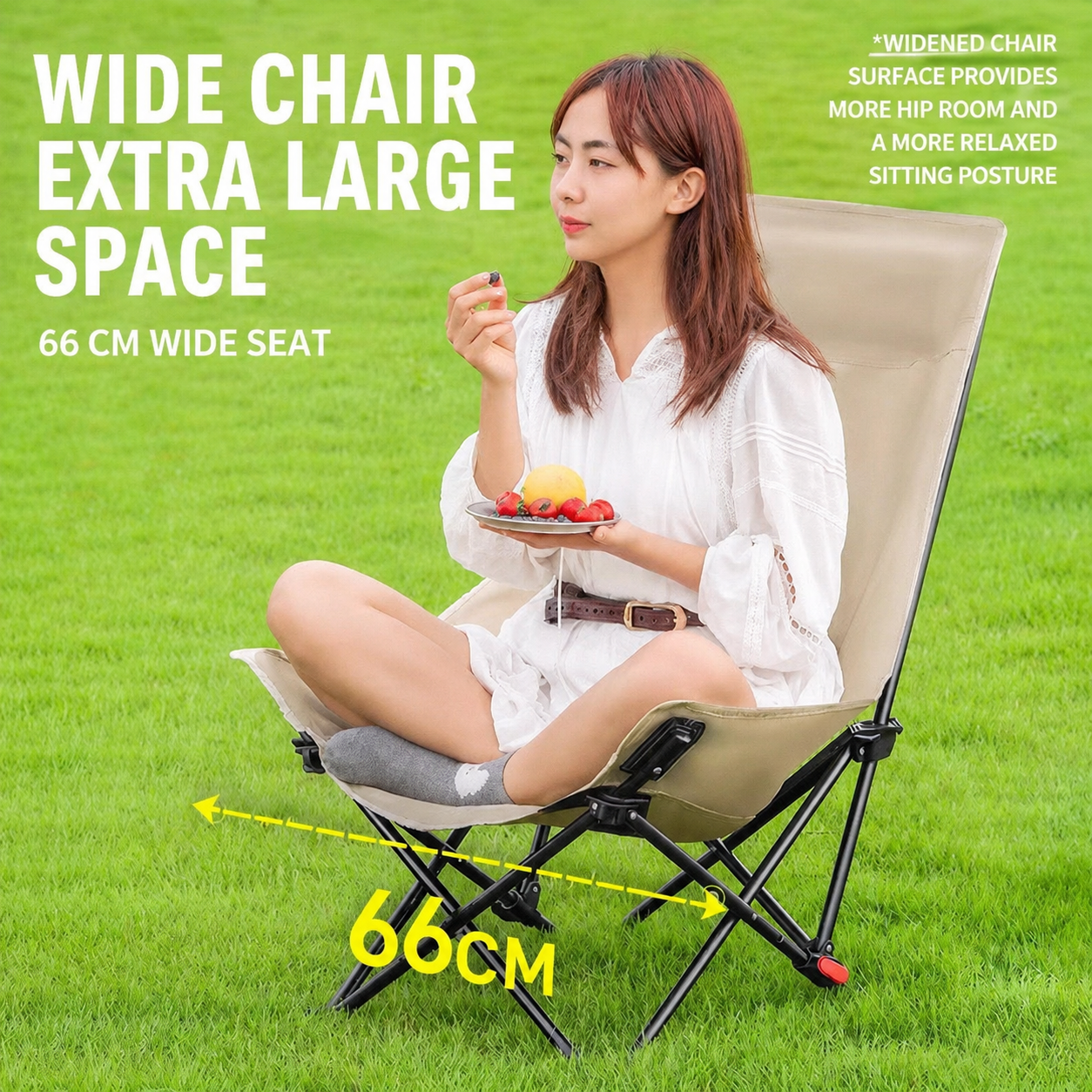 Selected three-level adjustable moon chair, suitable for sitting or reclining, outdoor use, heightened backrest, portable folding chair, perfect for camping and napping. - 图片 1